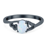 Art Deco Oval Wedding Engagement Bridal Ring Simulated Cubic Zirconia 925 Sterling Silver