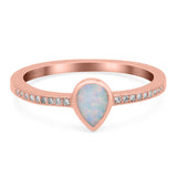 Half Eternity Pear Lab Created Opal Wedding Ring Band Simulated Cubic Zirconia 925 Sterling Silver