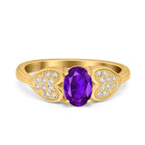 Fashion Heart Ring Oval Simulated Cubic Zirconia 925 Sterling Silver