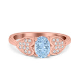 Fashion Heart Ring Oval Simulated Cubic Zirconia 925 Sterling Silver