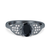 Fashion Heart Ring Oval Simulated Cubic Zirconia 925 Sterling Silver
