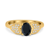 Fashion Heart Ring Oval Simulated Cubic Zirconia 925 Sterling Silver
