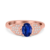 Fashion Heart Ring Oval Simulated Cubic Zirconia 925 Sterling Silver
