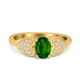 Fashion Heart Ring Oval Simulated Cubic Zirconia 925 Sterling Silver