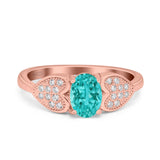 Fashion Heart Ring Oval Simulated Cubic Zirconia 925 Sterling Silver