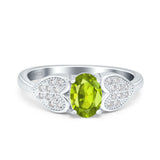 Fashion Heart Ring Oval Simulated Cubic Zirconia 925 Sterling Silver