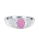 Fashion Heart Ring Oval Simulated Cubic Zirconia 925 Sterling Silver