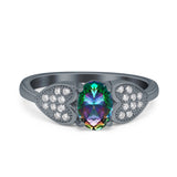 Fashion Heart Ring Oval Simulated Cubic Zirconia 925 Sterling Silver