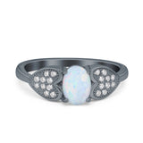 Fashion Heart Ring Oval Simulated Cubic Zirconia 925 Sterling Silver