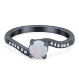 Swirl Lab Created Opal Wedding Ring Round Simulated Cubic Zirconia 925 Sterling Silver