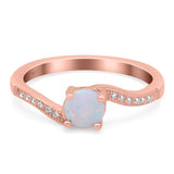 Swirl Lab Created Opal Wedding Ring Round Simulated Cubic Zirconia 925 Sterling Silver