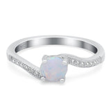 Swirl Lab Created Opal Wedding Ring Round Simulated Cubic Zirconia 925 Sterling Silver