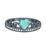 Heart Crown Ring Engagement Bridal Ring Round Simulated Cubic Zirconia 925 Sterling Silver
