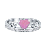 Heart Crown Ring Engagement Bridal Ring Round Simulated Cubic Zirconia 925 Sterling Silver