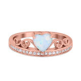 Heart Crown Ring Engagement Bridal Ring Round Simulated Cubic Zirconia 925 Sterling Silver