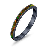 Full Eternity Stackable 3mm Wedding Band Ring Lab Created Opal 925 Sterling Silver