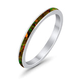 Full Eternity Stackable 3mm Wedding Band Ring Lab Created Opal 925 Sterling Silver