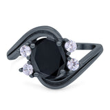 Swirl Oval Wedding Engagement Bridal Ring Simulated Cubic Zirconia 925 Sterling Silver