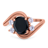 Swirl Oval Wedding Engagement Bridal Ring Simulated Cubic Zirconia 925 Sterling Silver