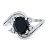Swirl Oval Wedding Engagement Bridal Ring Simulated Cubic Zirconia 925 Sterling Silver