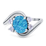 Swirl Oval Wedding Engagement Bridal Ring Simulated Cubic Zirconia 925 Sterling Silver