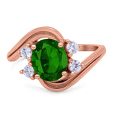 Swirl Oval Wedding Engagement Bridal Ring Simulated Cubic Zirconia 925 Sterling Silver