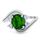 Swirl Oval Wedding Engagement Bridal Ring Simulated Cubic Zirconia 925 Sterling Silver