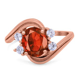 Swirl Oval Wedding Engagement Bridal Ring Simulated Cubic Zirconia 925 Sterling Silver