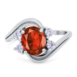 Swirl Oval Wedding Engagement Bridal Ring Simulated Cubic Zirconia 925 Sterling Silver