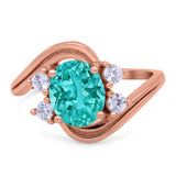 Swirl Oval Wedding Engagement Bridal Ring Simulated Cubic Zirconia 925 Sterling Silver