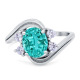 Swirl Oval Wedding Engagement Bridal Ring Simulated Cubic Zirconia 925 Sterling Silver