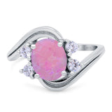 Swirl Oval Wedding Engagement Bridal Ring Simulated Cubic Zirconia 925 Sterling Silver