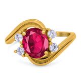 Swirl Oval Wedding Engagement Bridal Ring Simulated Cubic Zirconia 925 Sterling Silver