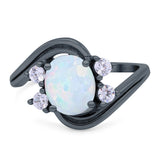 Swirl Oval Wedding Engagement Bridal Ring Simulated Cubic Zirconia 925 Sterling Silver
