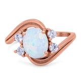Swirl Oval Wedding Engagement Bridal Ring Simulated Cubic Zirconia 925 Sterling Silver
