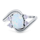 Swirl Oval Wedding Engagement Bridal Ring Simulated Cubic Zirconia 925 Sterling Silver