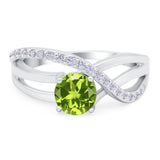 Art Deco Wedding Engagement Crisscross Bridal Ring Round Simulated Cubic Zirconia 925 Sterling Silver