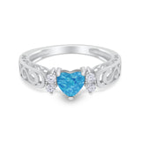 Filigree Heart Promise Wedding Ring 925 Sterling Silver Simulated Cubic Zirconia