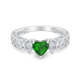 Filigree Heart Promise Wedding Ring 925 Sterling Silver Simulated Cubic Zirconia