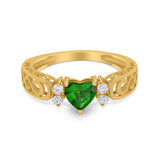 Filigree Heart Promise Wedding Ring 925 Sterling Silver Simulated Cubic Zirconia