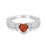 Filigree Heart Promise Wedding Ring 925 Sterling Silver Simulated Cubic Zirconia