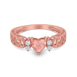 Filigree Heart Promise Wedding Ring 925 Sterling Silver Simulated Cubic Zirconia
