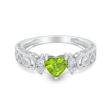 Filigree Heart Promise Wedding Ring 925 Sterling Silver Simulated Cubic Zirconia