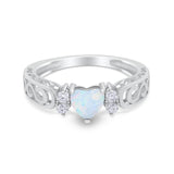 Filigree Heart Promise Wedding Ring 925 Sterling Silver Simulated Cubic Zirconia