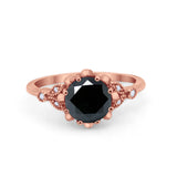 Art Deco Design Fashion Ring Round Simulated Cubic Zirconia 925 Sterling Silver