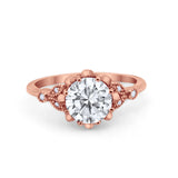 Art Deco Design Fashion Ring Round Simulated Cubic Zirconia 925 Sterling Silver