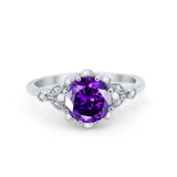 Art Deco Design Fashion Ring Round Simulated Cubic Zirconia 925 Sterling Silver