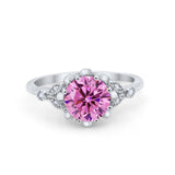 Art Deco Design Fashion Ring Round Simulated Cubic Zirconia 925 Sterling Silver