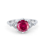 Art Deco Design Fashion Ring Round Simulated Cubic Zirconia 925 Sterling Silver