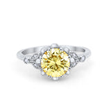 Art Deco Design Fashion Ring Round Simulated Cubic Zirconia 925 Sterling Silver